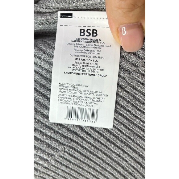 New BSB Women Knit Holiday Occasions Cardigan Buttons Grey Melange Sz M Sweater - Picture 14 of 15